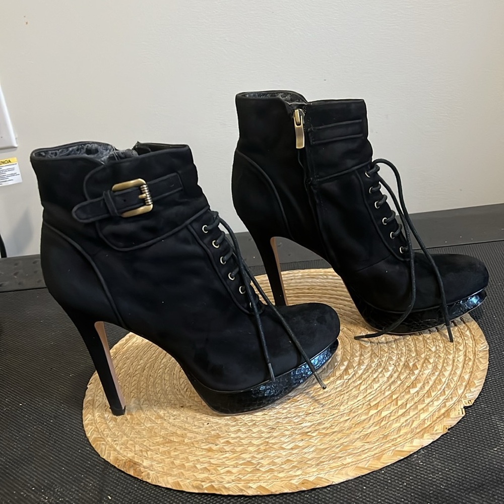 SamEdelmam Suede Leather Ankle Platform Booties Size 10